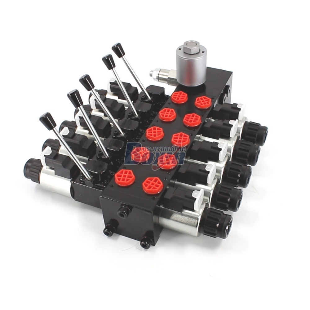 High Pressure DCV56 Solenoid 5 Spool Sectional Hydraulic Valve cover photo